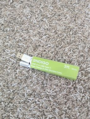 ONDIGO 3ft USB A to USB-C Braided Cable - White